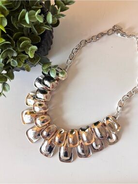 Silver Statement Collar Necklace - Bold Sculpted Links by St Thomas